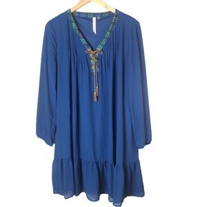 NY Collection Boho Ruffle Shift Dress